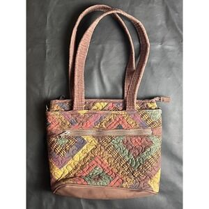 Donna Sharp Quilted Patchwork Purse Brown Multicolor Shoulder Bag Boho Retro
